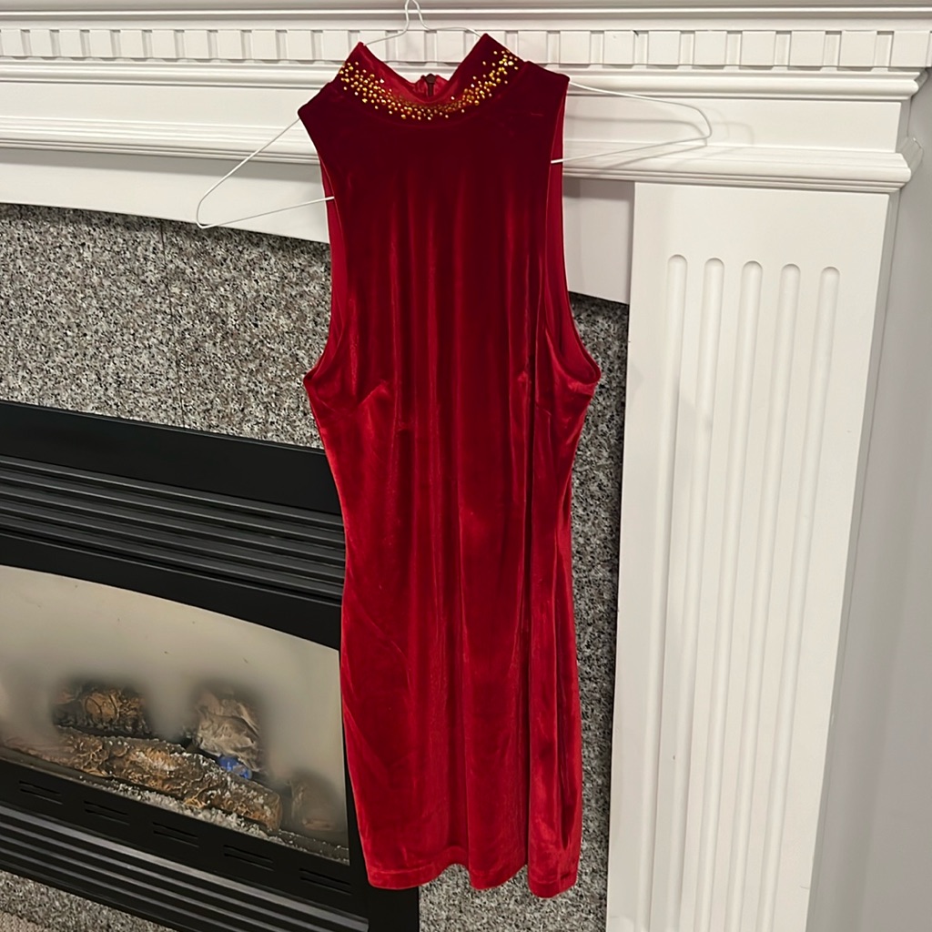 Dress The Population Collar With Cosmo. Red Velvet Sz Xs